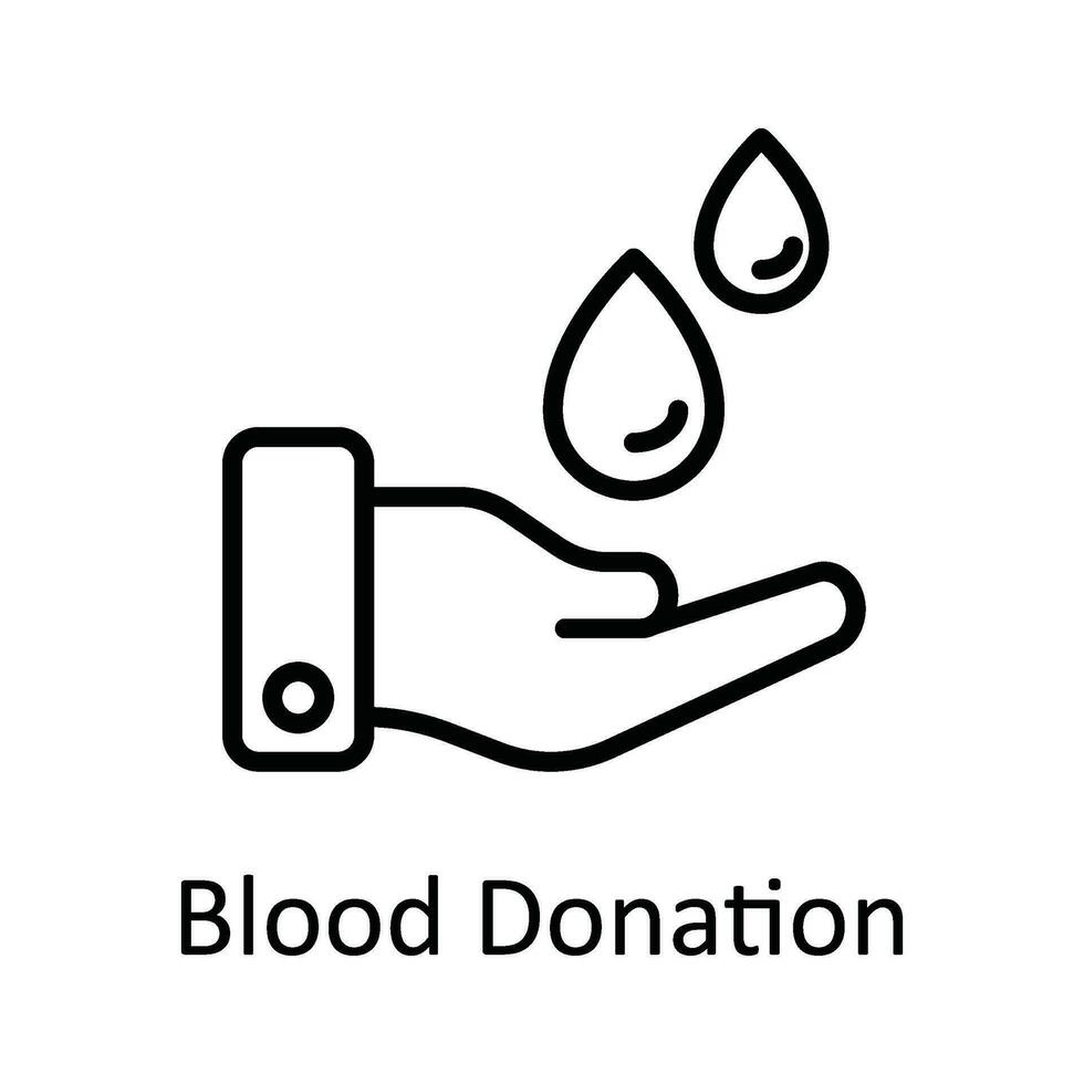 blod donation vektor översikt ikon design illustration. medicinsk och hälsa symbol på vit bakgrund eps 10 fil