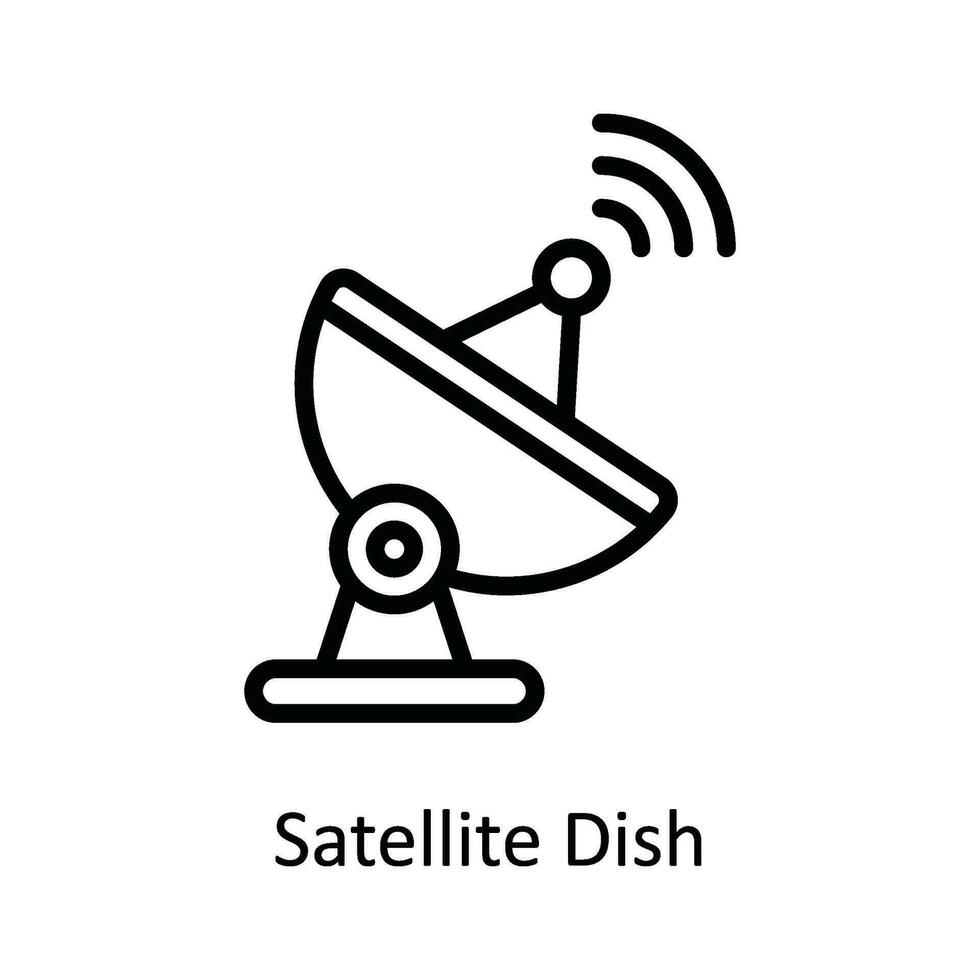 satellit maträtt vektor översikt ikon design illustration. nätverk och kommunikation symbol på vit bakgrund eps 10 fil