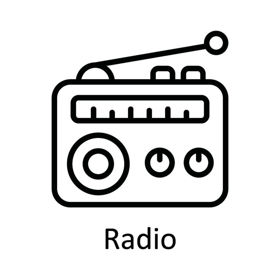 Radio Vektor Gliederung Symbol Design Illustration. Multimedia Symbol auf Weiß Hintergrund eps 10 Datei