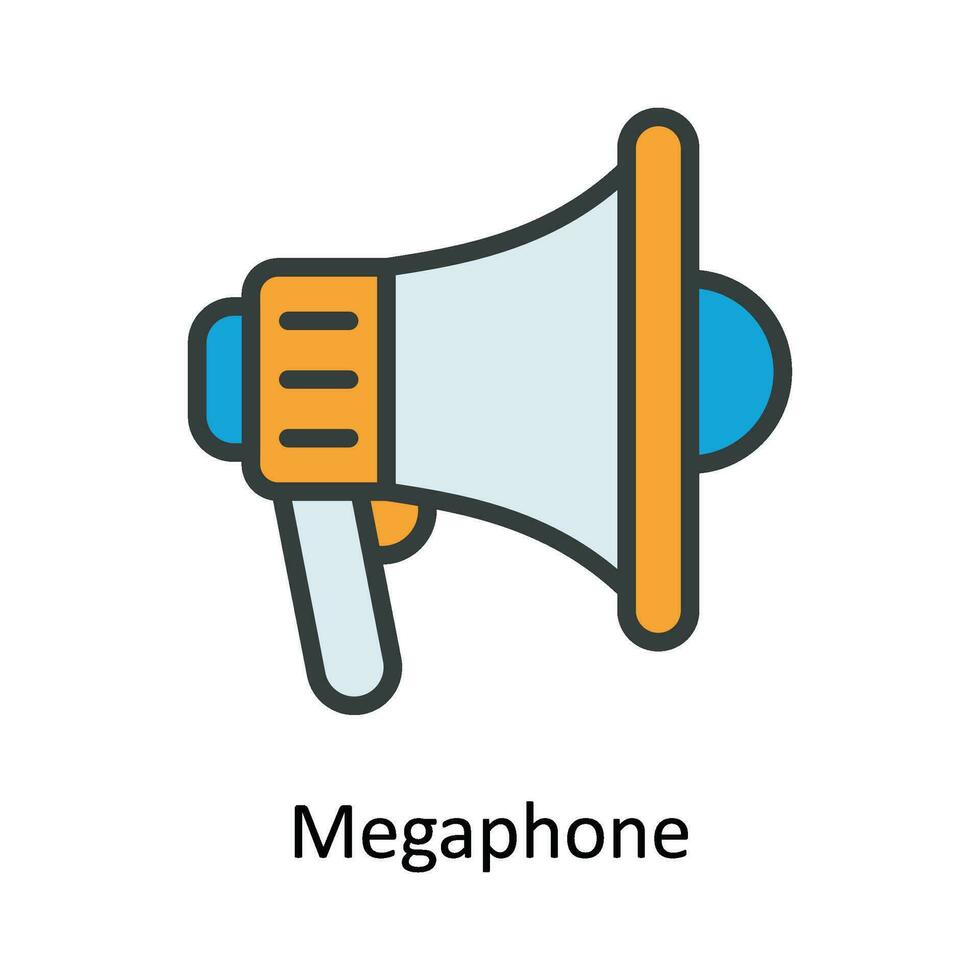 megafon vektor fylla översikt ikon design illustration. multimedia symbol på vit bakgrund eps 10 fil