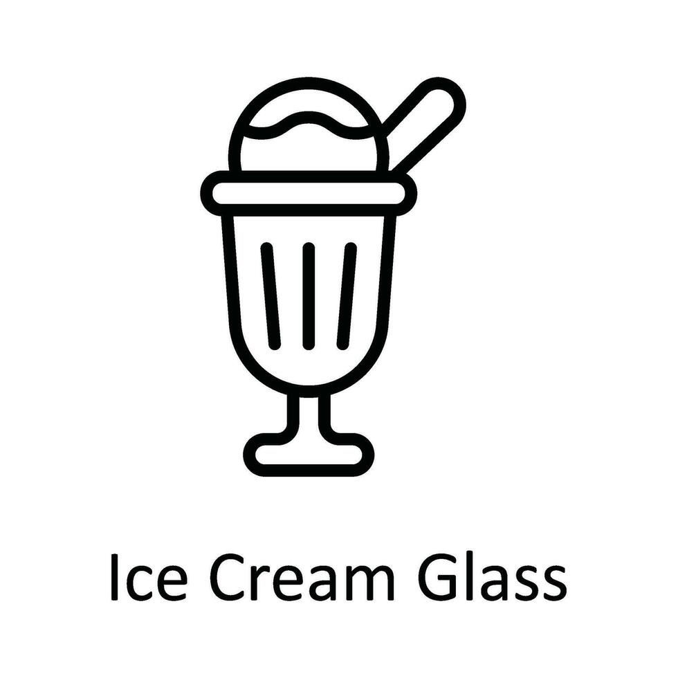 Eis Sahne Glas Vektor Gliederung Symbol Design Illustration. Essen und Getränke Symbol auf Weiß Hintergrund eps 10 Datei