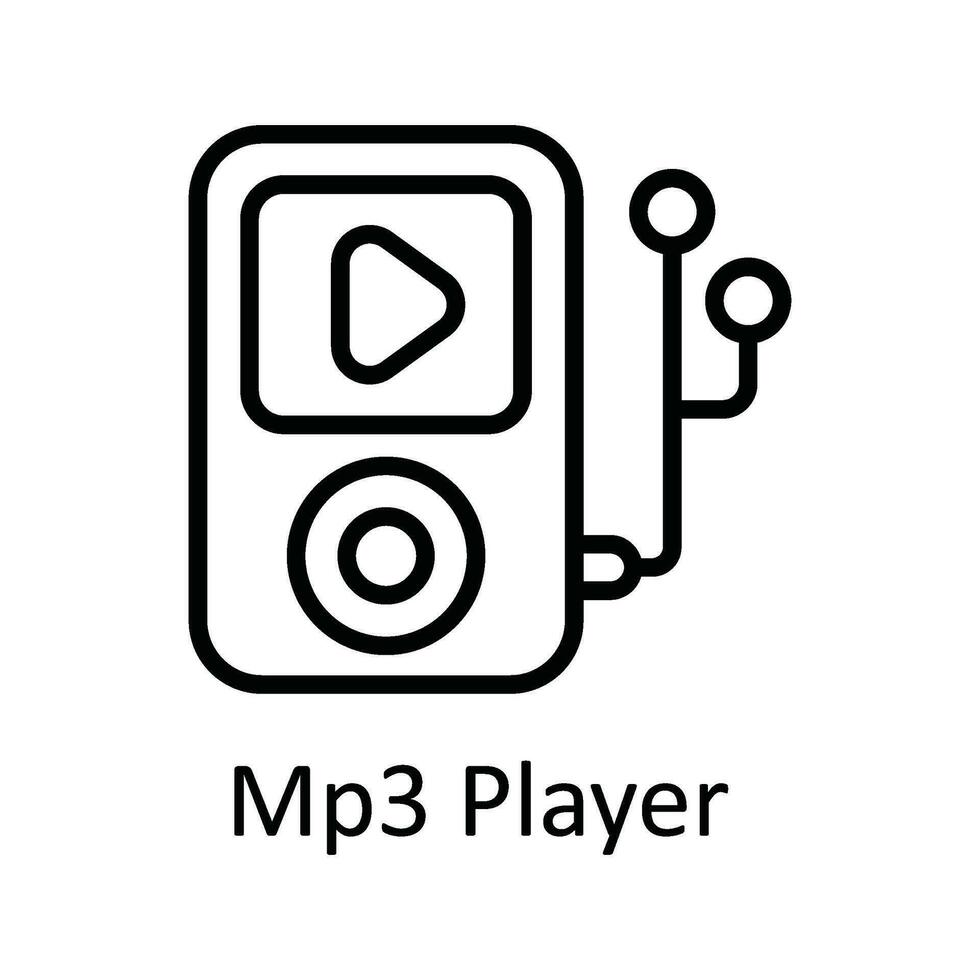 mp3 Spieler Vektor Gliederung Symbol Design Illustration. Multimedia Symbol auf Weiß Hintergrund eps 10 Datei