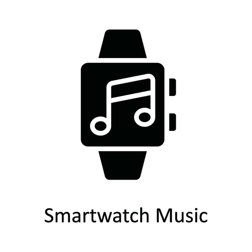 Clever Uhr Musik- Vektor solide Symbol Design Illustration. Multimedia Symbol auf Weiß Hintergrund eps 10 Datei