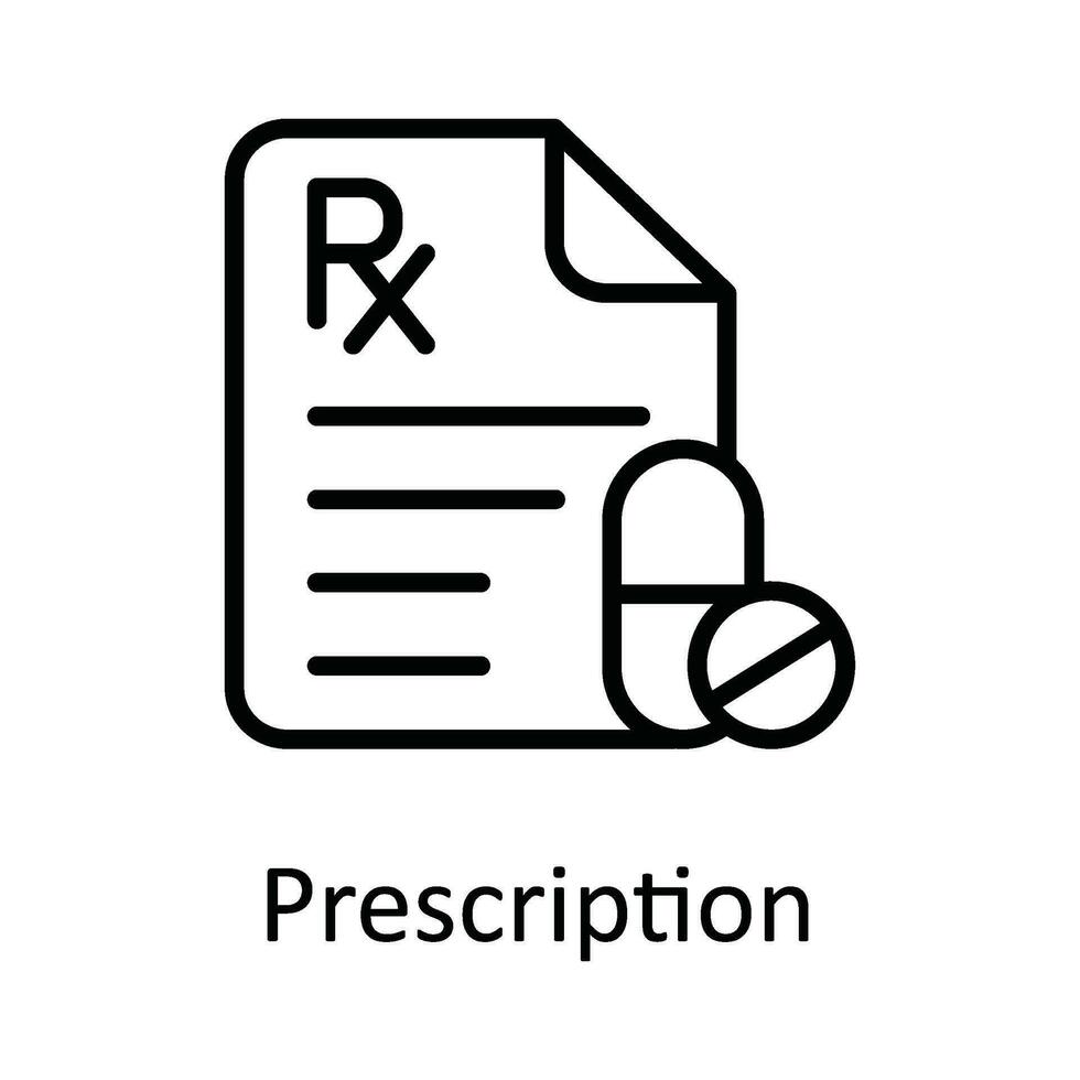 recept vektor översikt ikon design illustration. medicinsk och hälsa symbol på vit bakgrund eps 10 fil