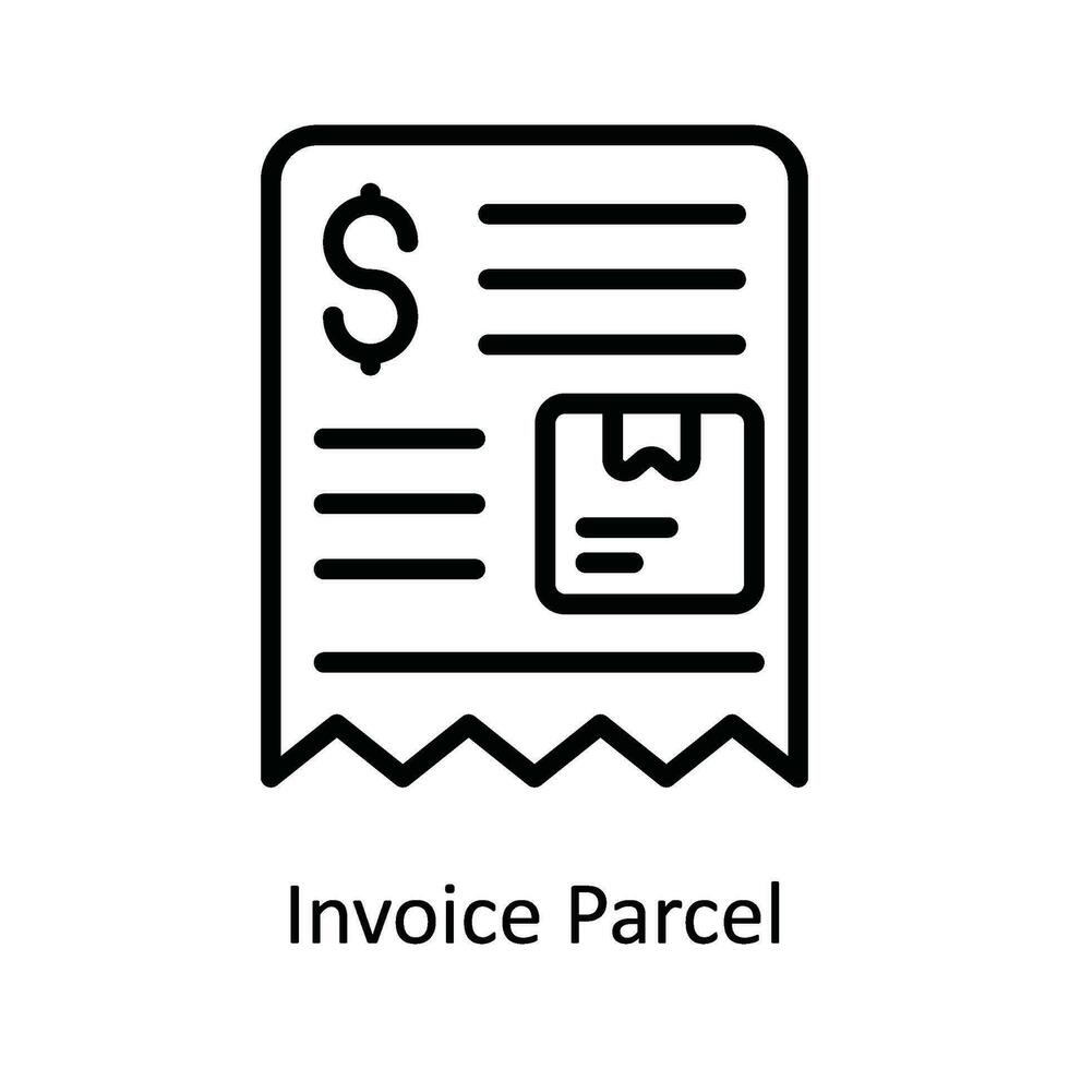 Rechnung Paket Vektor Gliederung Symbol Design Illustration. Versand und Lieferung Symbol auf Weiß Hintergrund eps 10 Datei
