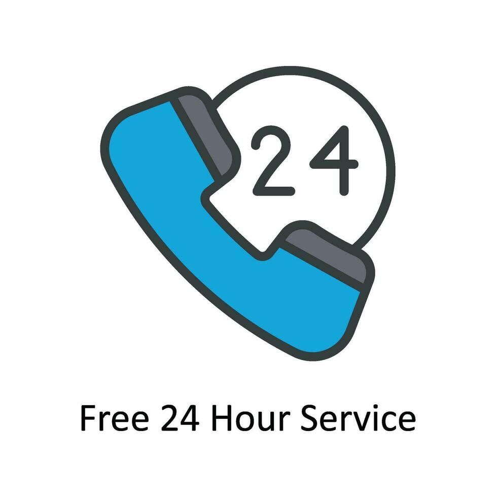 fri 24 timme service vektor fylla översikt ikon design illustration. frakt och leverans symbol på vit bakgrund eps 10 fil