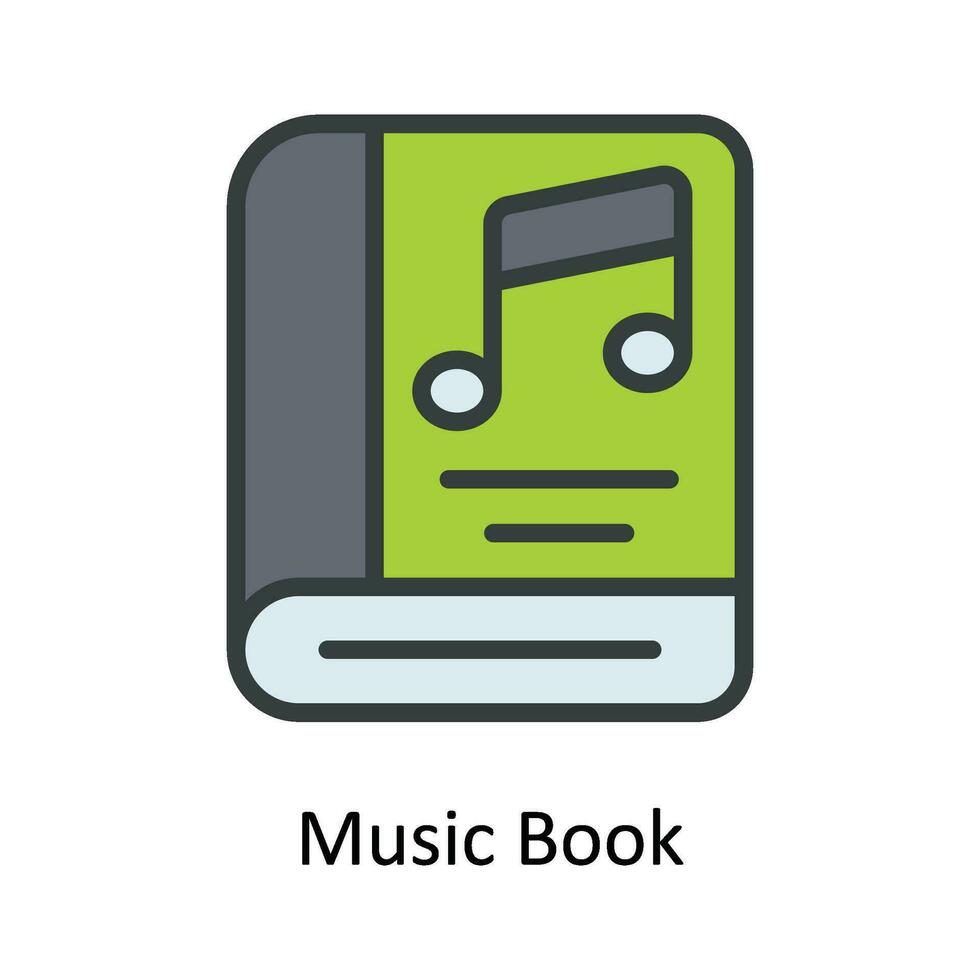 Musik- Buch Vektor füllen Gliederung Symbol Design Illustration. Multimedia Symbol auf Weiß Hintergrund eps 10 Datei