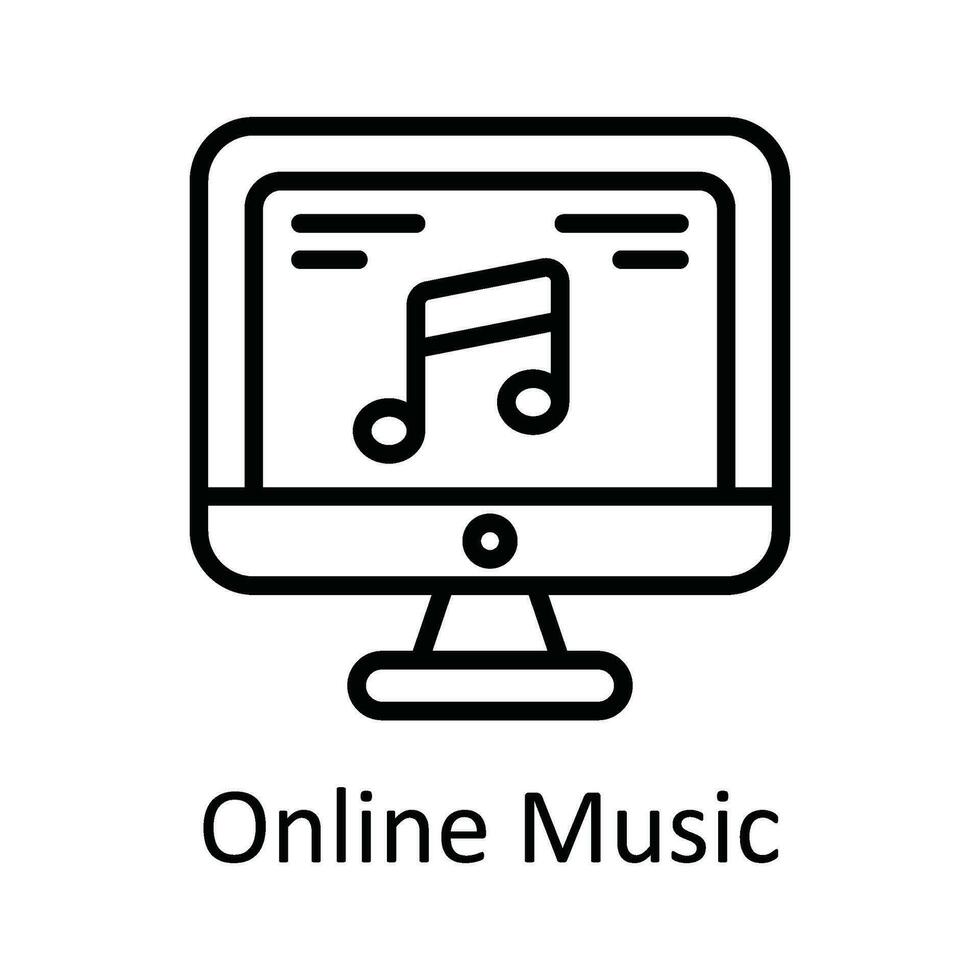uppkopplad musik vektor översikt ikon design illustration. multimedia symbol på vit bakgrund eps 10 fil