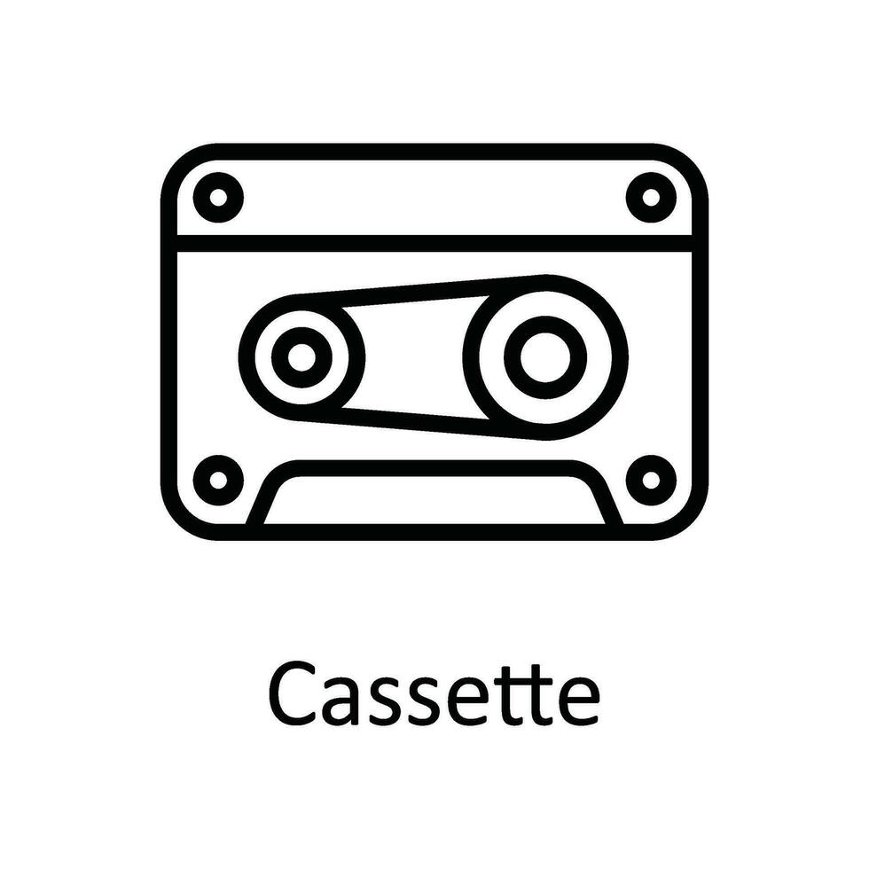 Kassette Vektor Gliederung Symbol Design Illustration. Multimedia Symbol auf Weiß Hintergrund eps 10 Datei