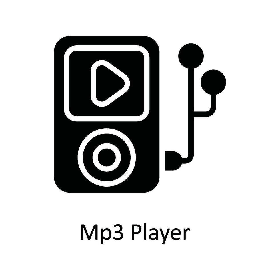 mp3 spelare vektor fast ikon design illustration. multimedia symbol på vit bakgrund eps 10 fil