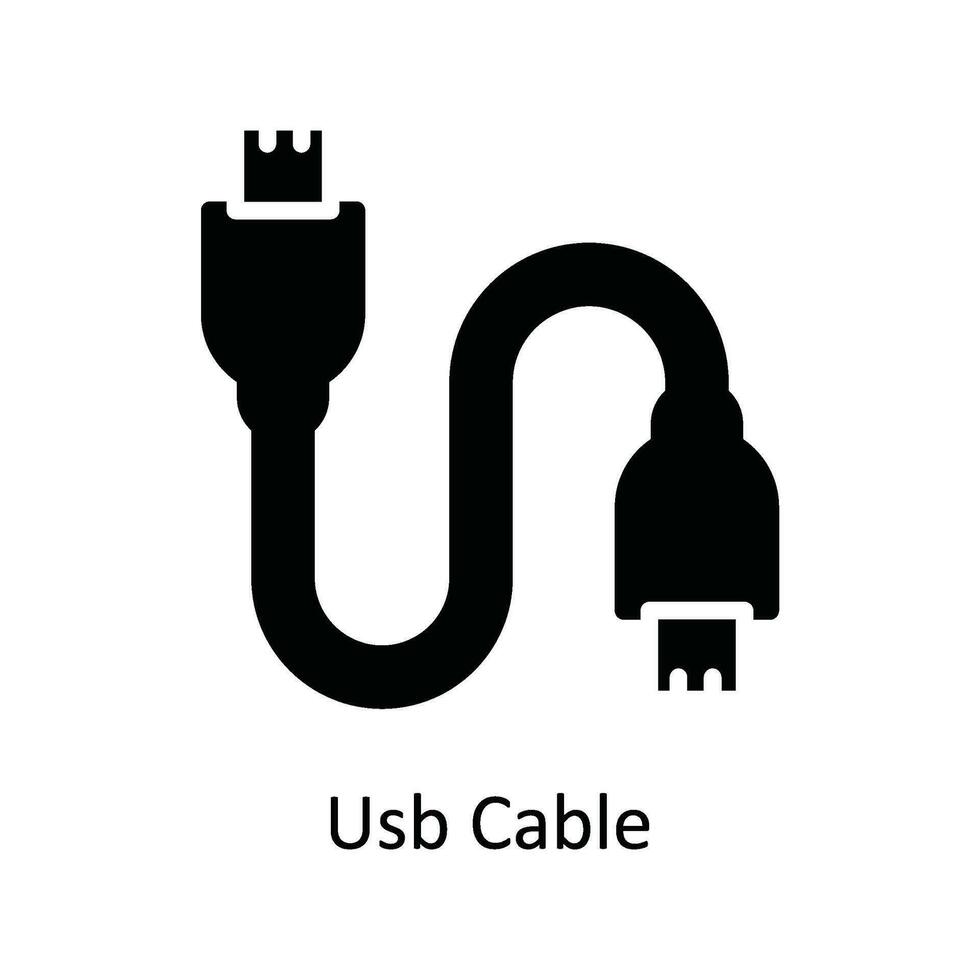 USB Kabel Vektor solide Symbol Design Illustration. Netzwerk und Kommunikation Symbol auf Weiß Hintergrund eps 10 Datei