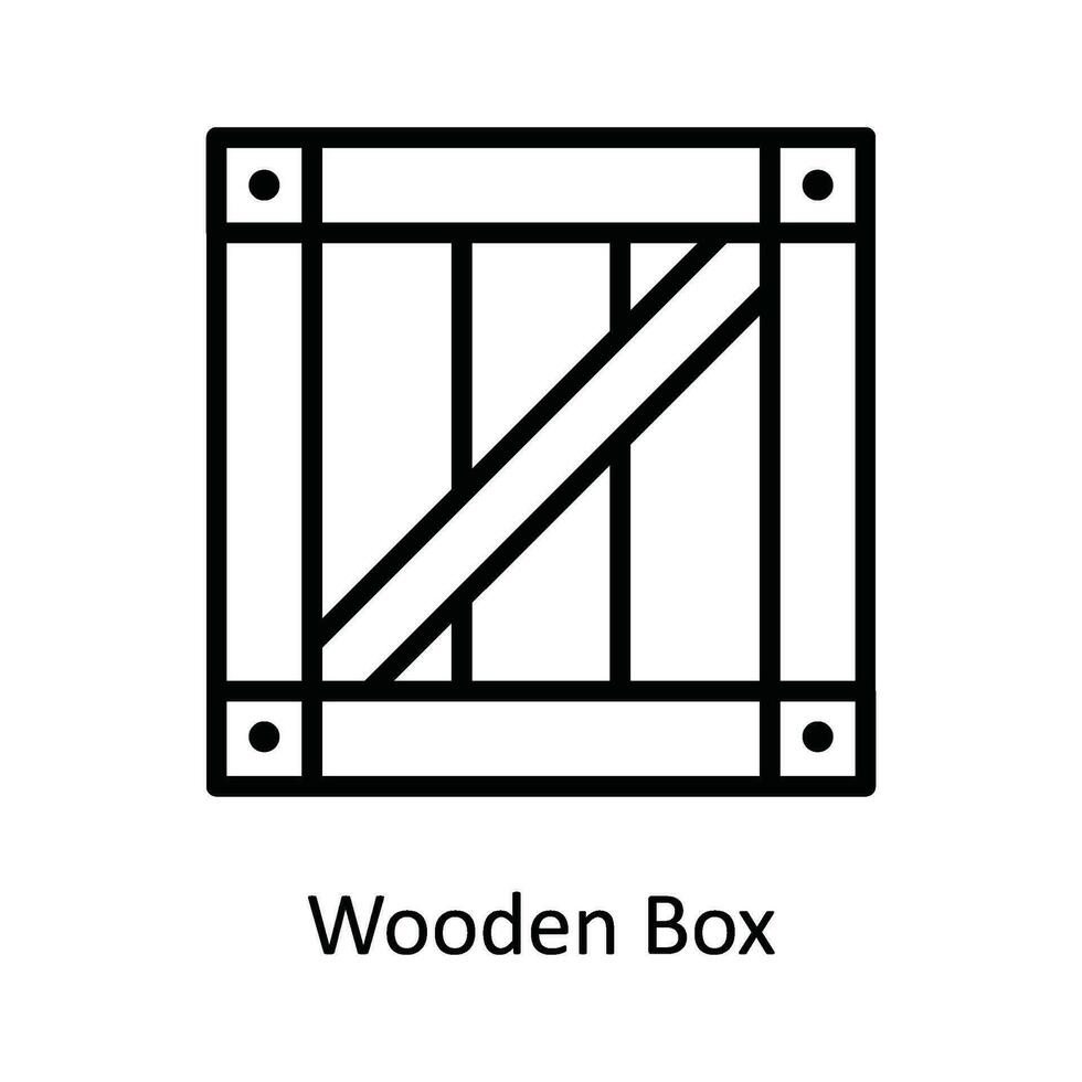 trä- låda vektor översikt ikon design illustration. frakt och leverans symbol på vit bakgrund eps 10 fil