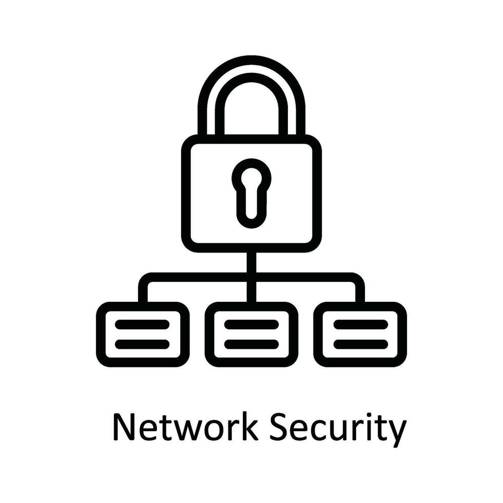 Netzwerk Sicherheit Vektor Gliederung Symbol Design Illustration. Cyber Sicherheit Symbol auf Weiß Hintergrund eps 10 Datei
