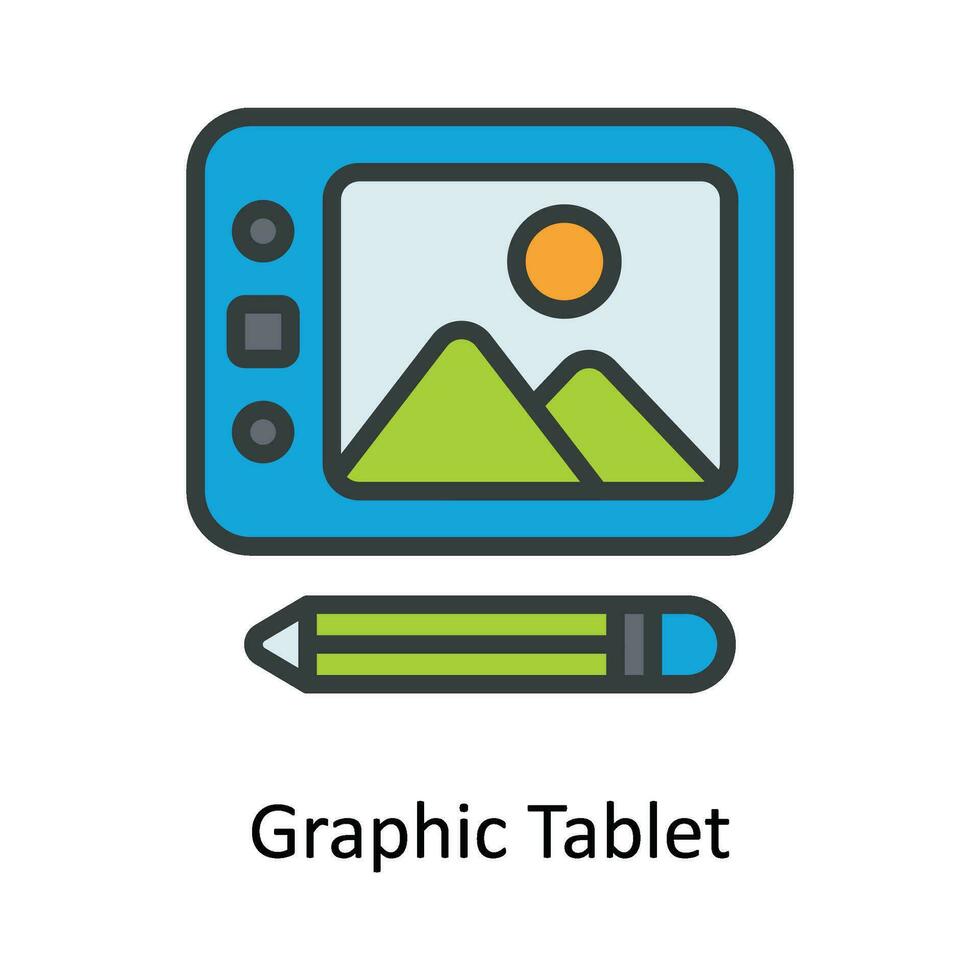 Grafik Tablette Vektor füllen Gliederung Symbol Design Illustration. Multimedia Symbol auf Weiß Hintergrund eps 10 Datei