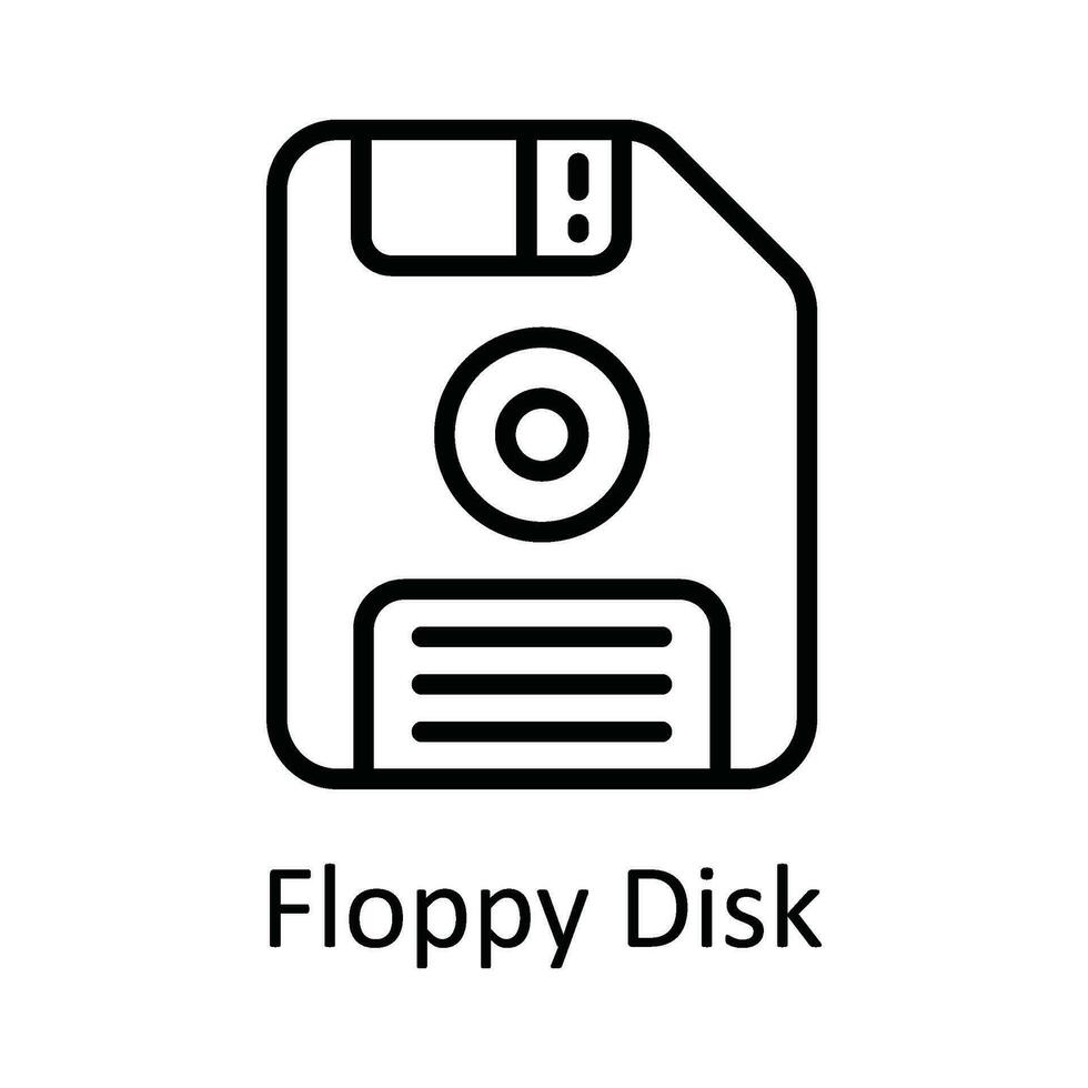 Diskette Platte Vektor Gliederung Symbol Design Illustration. Multimedia Symbol auf Weiß Hintergrund eps 10 Datei