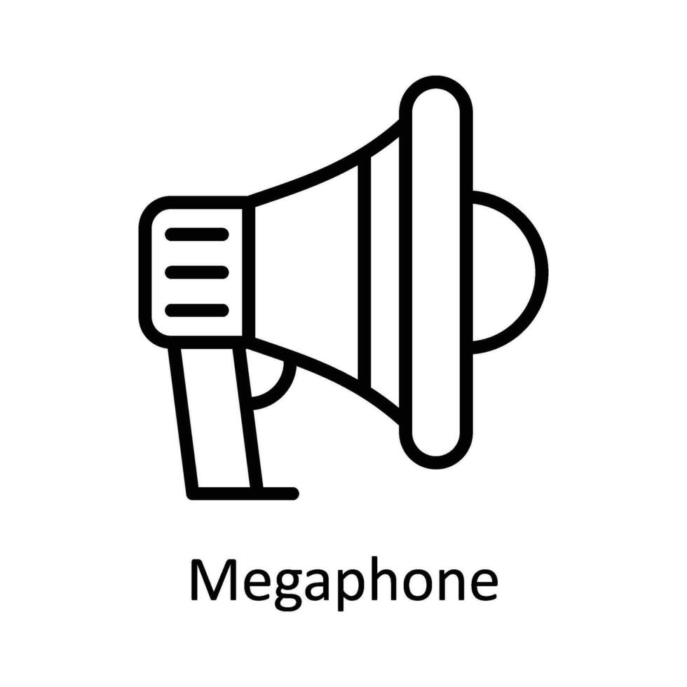 megafon vektor översikt ikon design illustration. digital marknadsföring symbol på vit bakgrund eps 10 fil