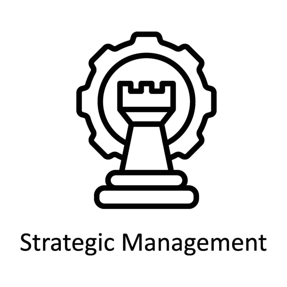 strategisk förvaltning vektor översikt ikon design illustration. digital marknadsföring symbol på vit bakgrund eps 10 fil
