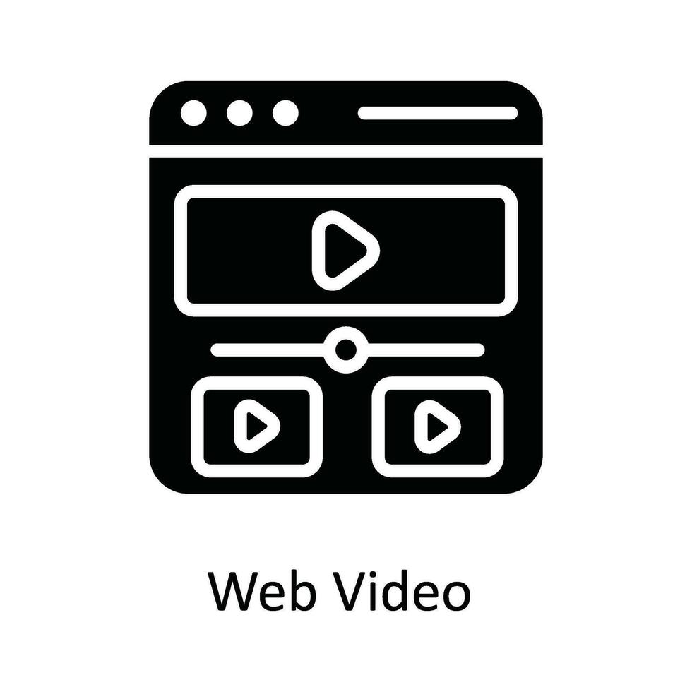 webb video vektor fast ikon design illustration. multimedia symbol på vit bakgrund eps 10 fil
