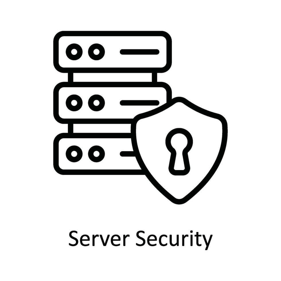 server säkerhet vektor översikt ikon design illustration. nätverk och kommunikation symbol på vit bakgrund eps 10 fil