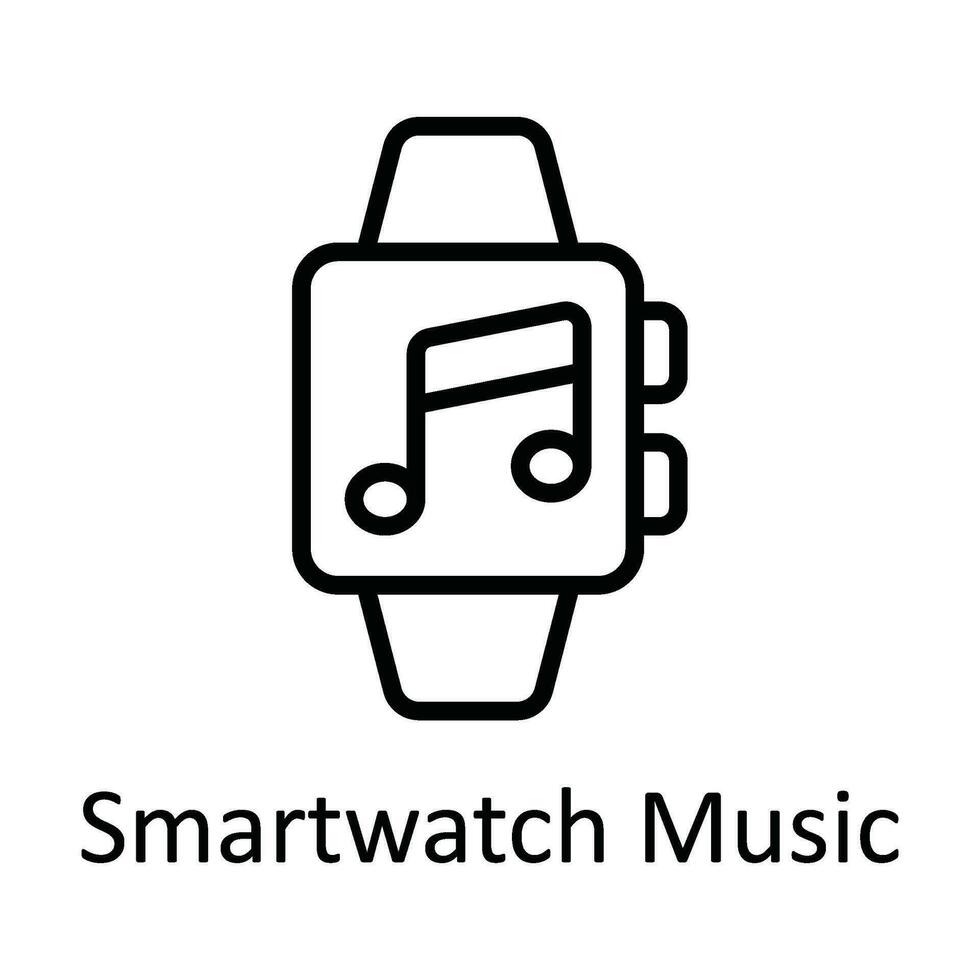 Clever Uhr Musik- Vektor Gliederung Symbol Design Illustration. Multimedia Symbol auf Weiß Hintergrund eps 10 Datei