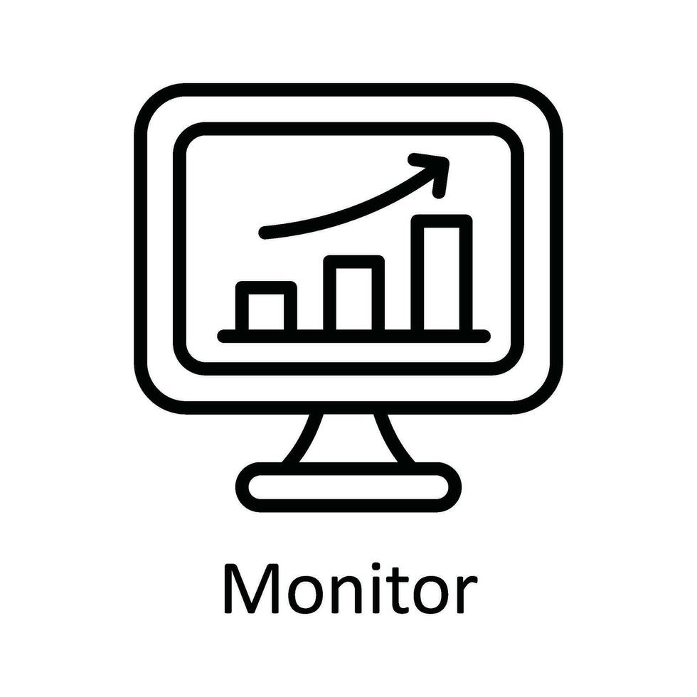 Monitor Vektor Gliederung Symbol Design Illustration. Multimedia Symbol auf Weiß Hintergrund eps 10 Datei