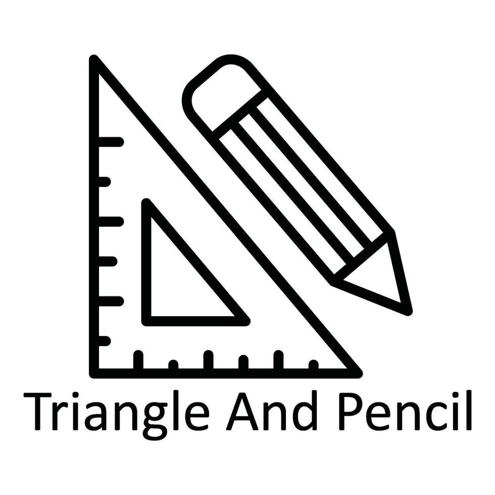 triangel och penna vektor översikt ikon design illustration. utbildning symbol på vit bakgrund eps 10 fil