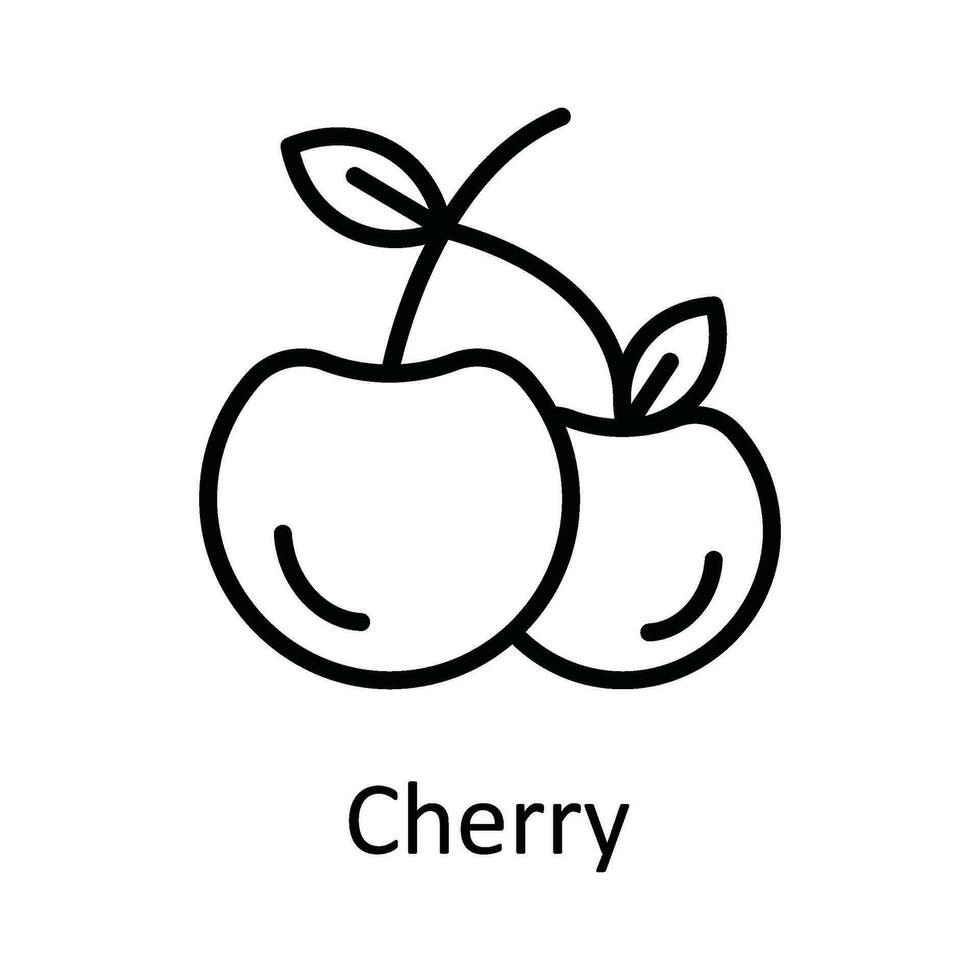 körsbär vektor översikt ikon design illustration. mat och drycker symbol på vit bakgrund eps 10 fil