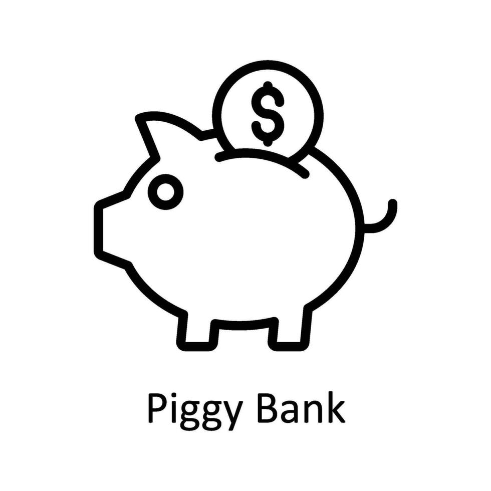 Schweinchen Bank Vektor Gliederung Symbol Design Illustration. Digital Marketing Symbol auf Weiß Hintergrund eps 10 Datei