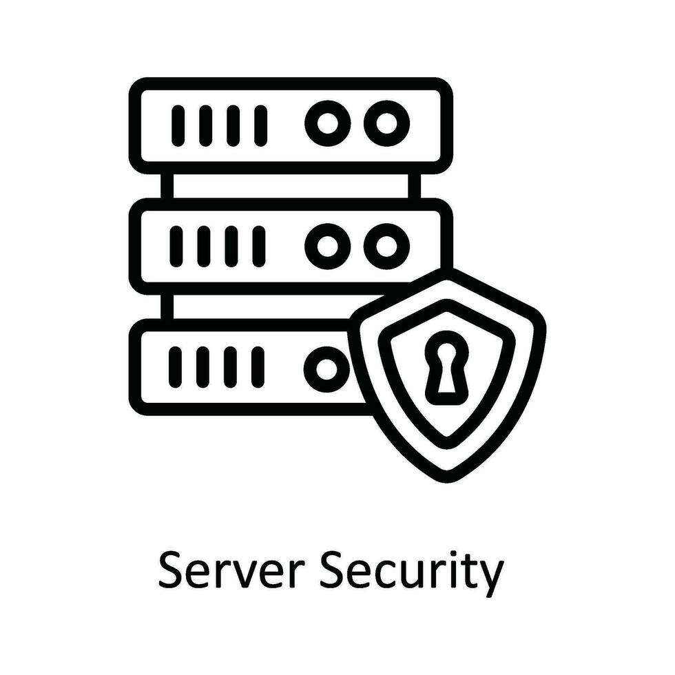 server säkerhet vektor översikt ikon design illustration. cyber säkerhet symbol på vit bakgrund eps 10 fil