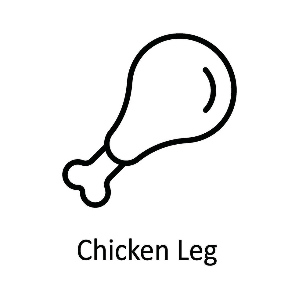 kyckling ben vektor översikt ikon design illustration. mat och drycker symbol på vit bakgrund eps 10 fil