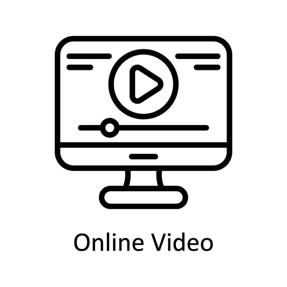 uppkopplad video vektor översikt ikon design illustration. digital marknadsföring symbol på vit bakgrund eps 10 fil