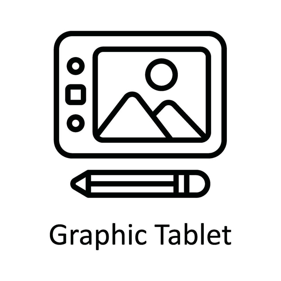 Grafik Tablette Vektor Gliederung Symbol Design Illustration. Multimedia Symbol auf Weiß Hintergrund eps 10 Datei