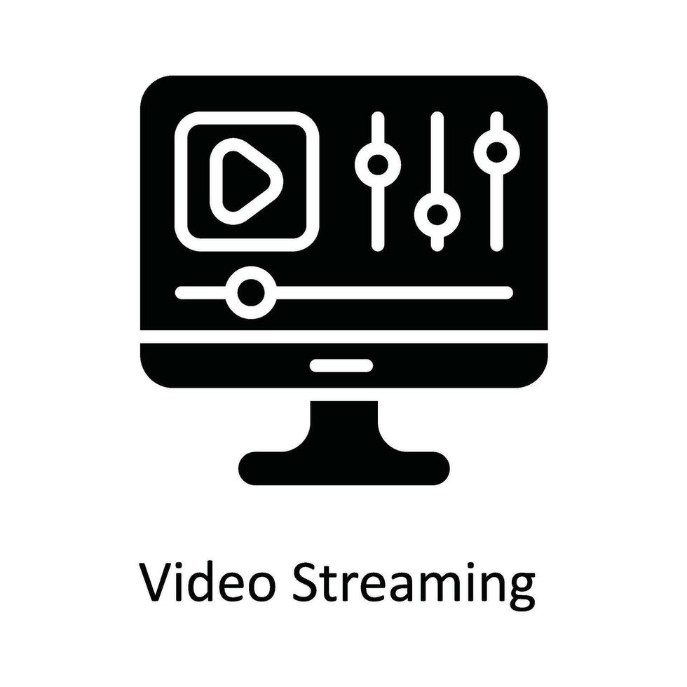 Video Streaming Vektor solide Symbol Design Illustration. Multimedia Symbol auf Weiß Hintergrund eps 10 Datei