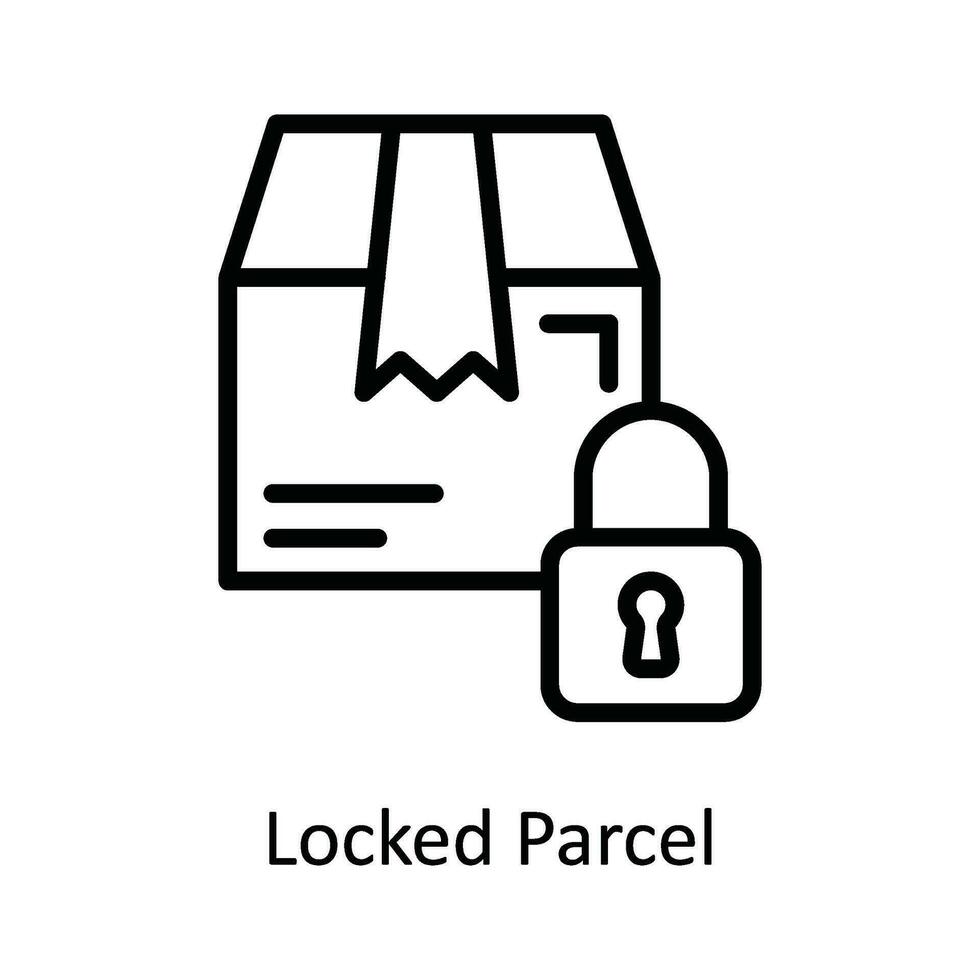 låst paket vektor översikt ikon design illustration. frakt och leverans symbol på vit bakgrund eps 10 fil