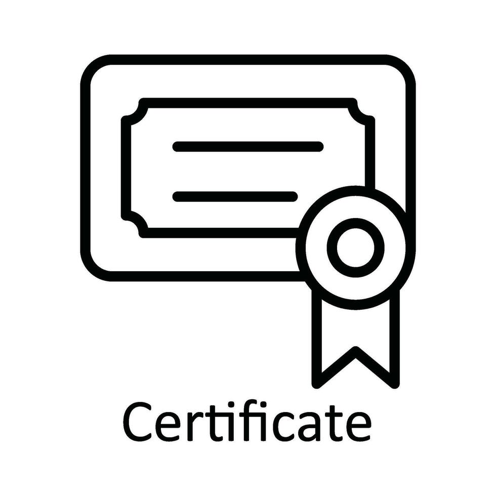 certifikat vektor översikt ikon design illustration. utbildning symbol på vit bakgrund eps 10 fil