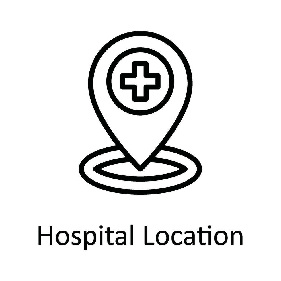 Krankenhaus Ort Vektor Gliederung Symbol Design Illustration. medizinisch und Gesundheit Symbol auf Weiß Hintergrund eps 10 Datei
