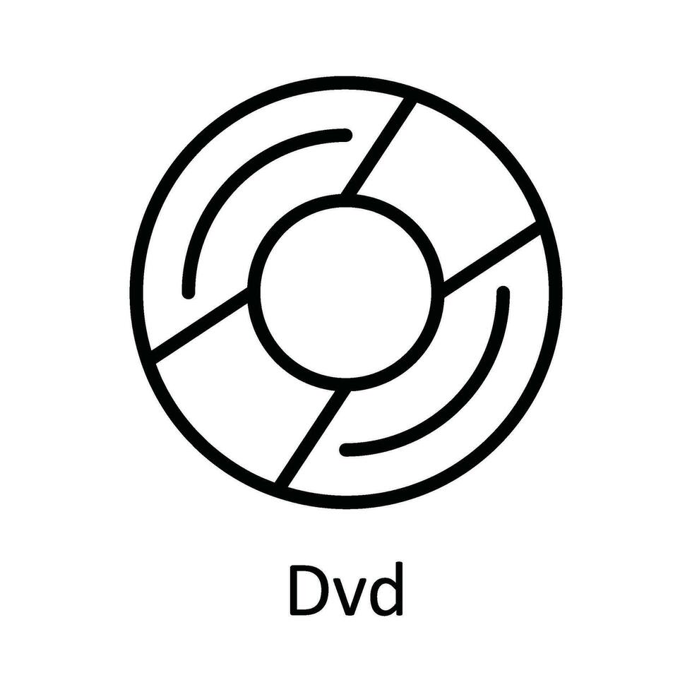 DVD Vektor Gliederung Symbol Design Illustration. online Streaming Symbol auf Weiß Hintergrund eps 10 Datei