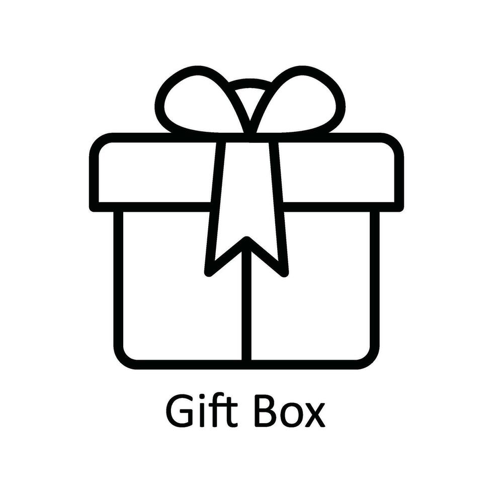 Geschenk Box Vektor Gliederung Symbol Design Illustration. Benutzer Schnittstelle Symbol auf Weiß Hintergrund eps 10 Datei