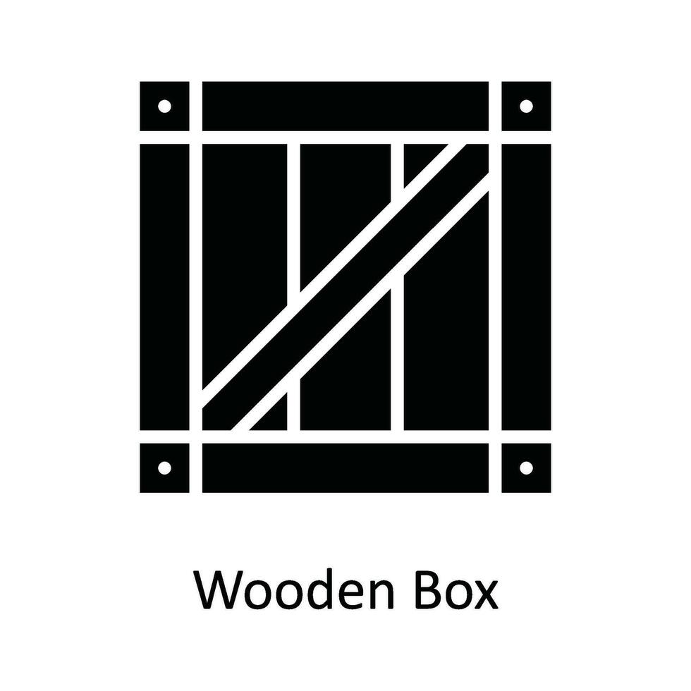 hölzern Box Vektor solide Symbol Design Illustration. Versand und Lieferung Symbol auf Weiß Hintergrund eps 10 Datei