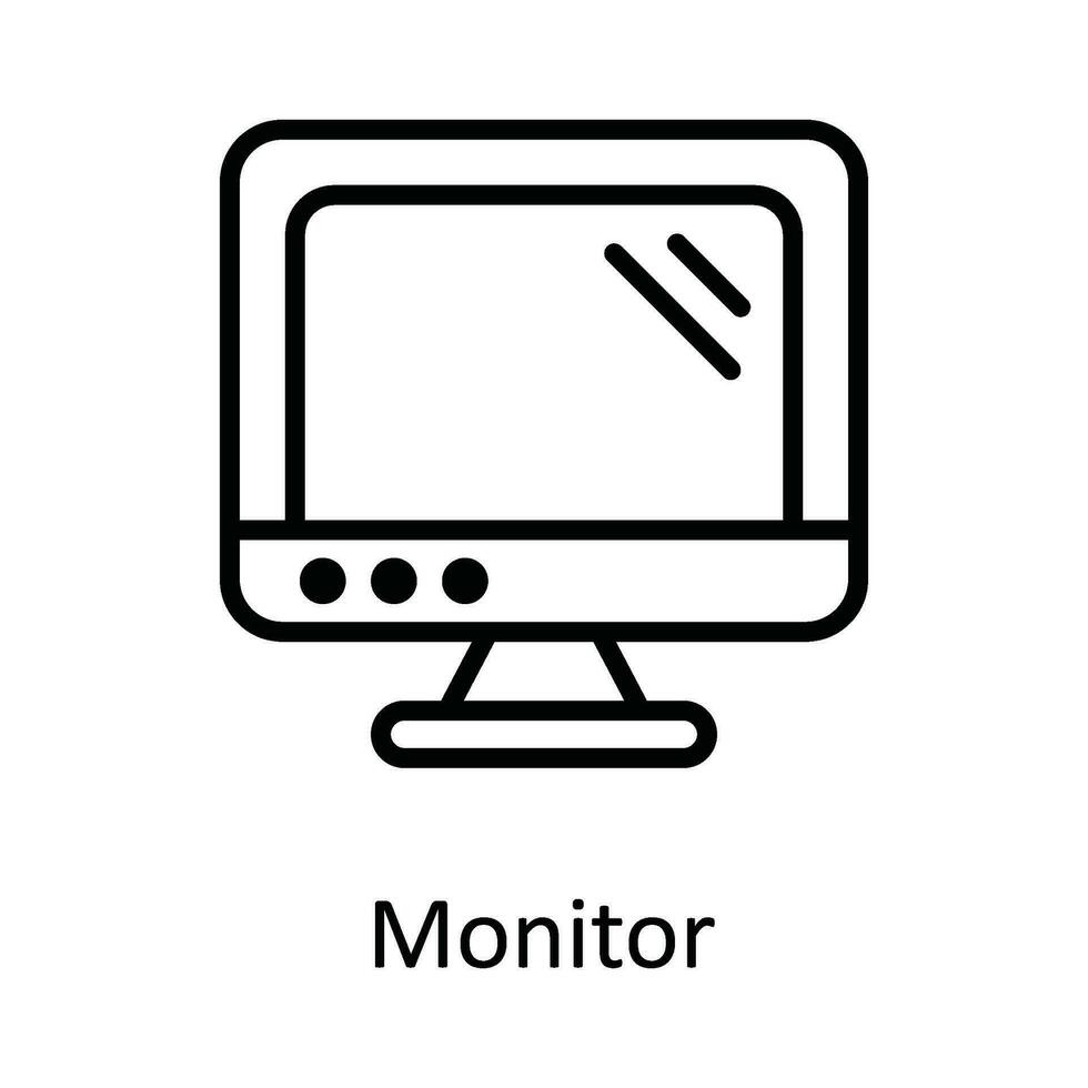 övervaka vektor översikt ikon design illustration. användare gränssnitt symbol på vit bakgrund eps 10 fil