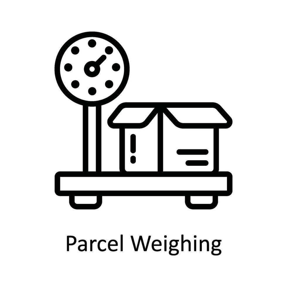 Paket Wiegen Vektor Gliederung Symbol Design Illustration. Versand und Lieferung Symbol auf Weiß Hintergrund eps 10 Datei