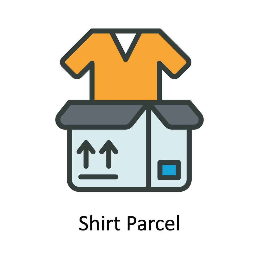Hemd Paket Vektor füllen Gliederung Symbol Design Illustration. Versand und Lieferung Symbol auf Weiß Hintergrund eps 10 Datei
