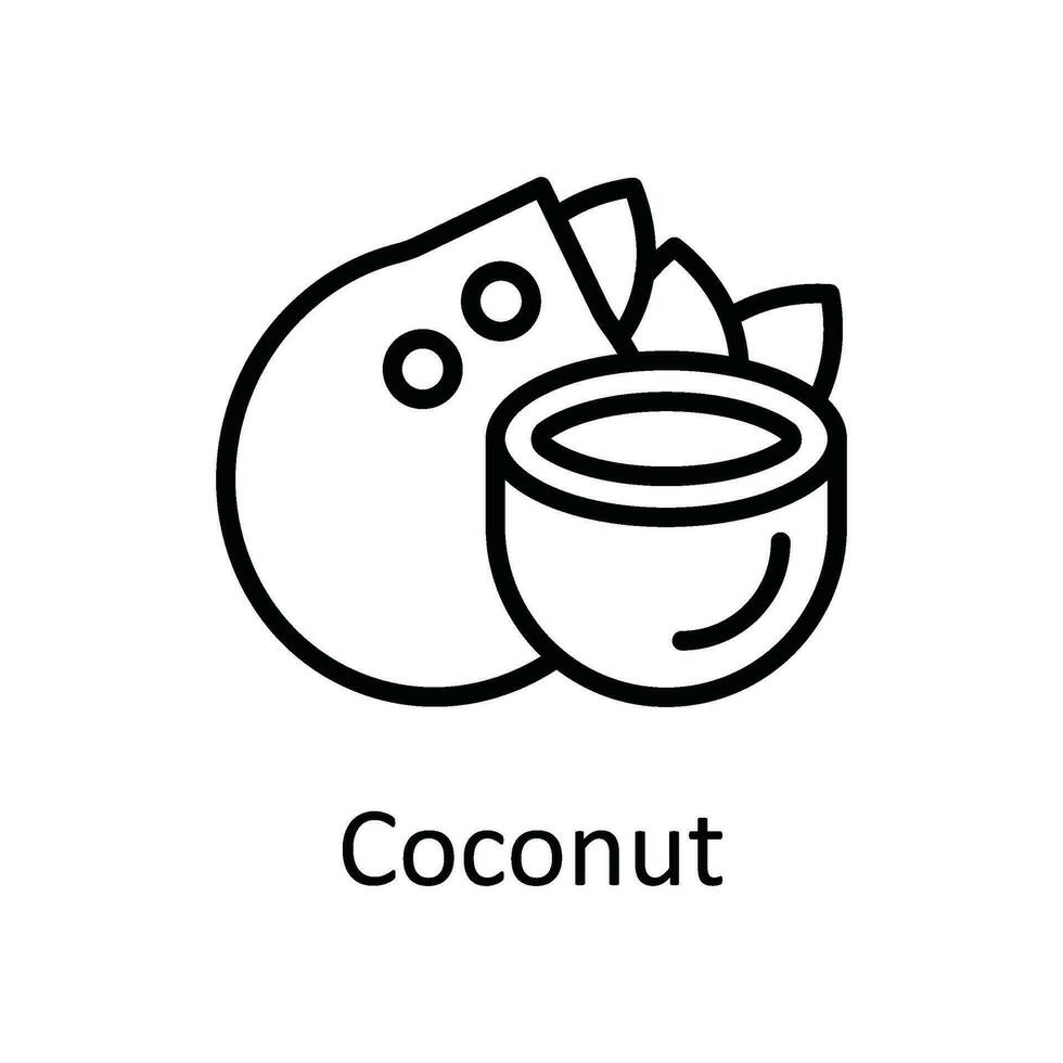 kokos vektor översikt ikon design illustration. mat och drycker symbol på vit bakgrund eps 10 fil