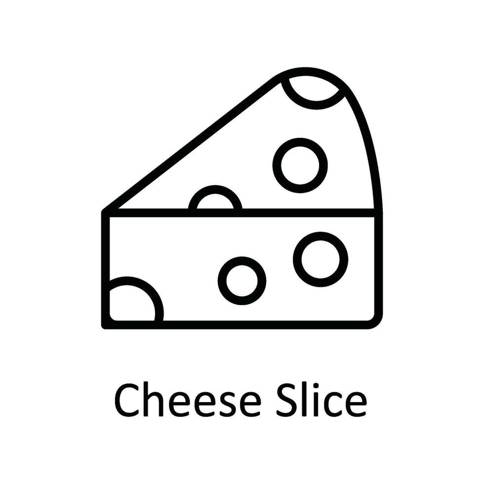 Käse Scheibe Vektor Gliederung Symbol Design Illustration. Essen und Getränke Symbol auf Weiß Hintergrund eps 10 Datei