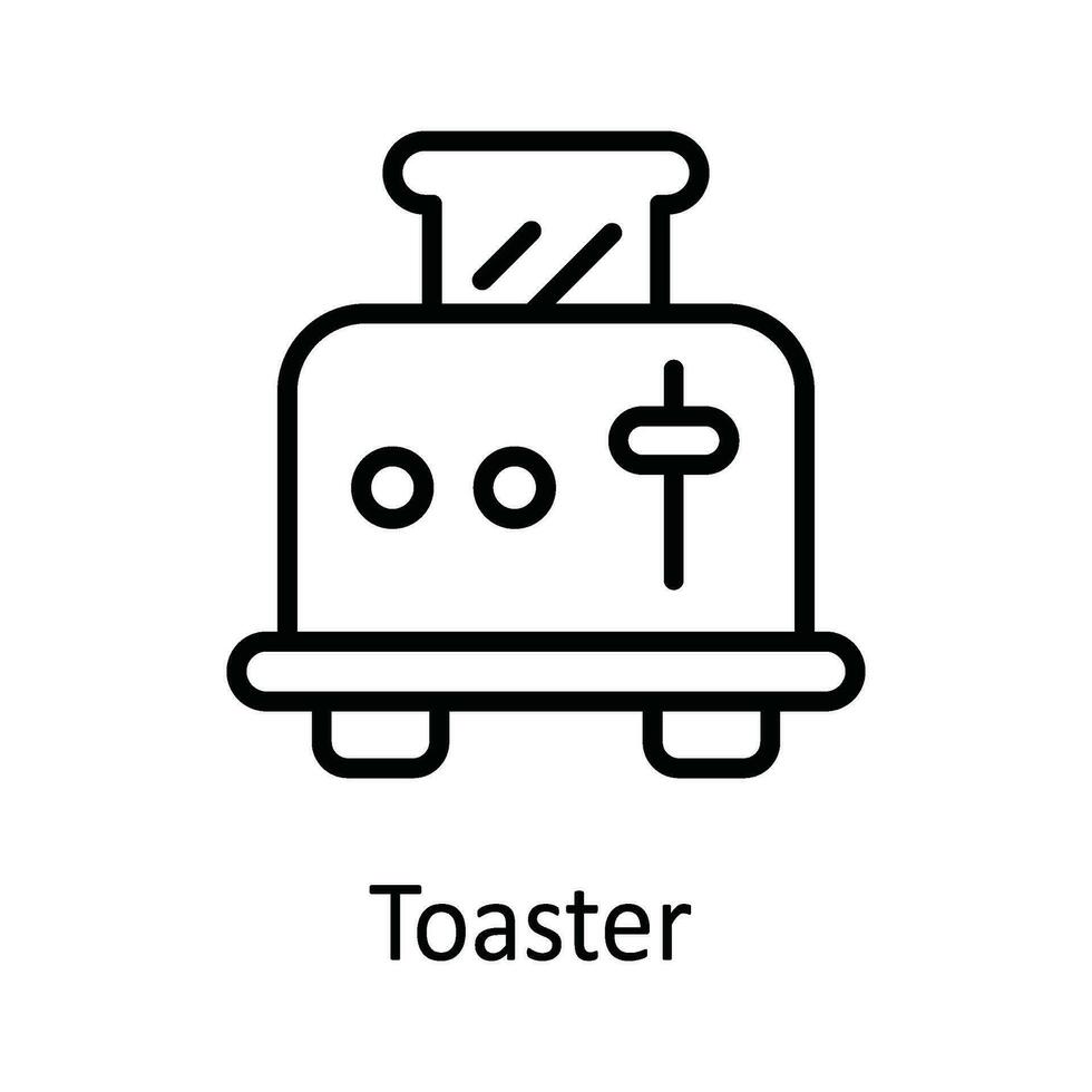 brödrost vektor översikt ikon design illustration. mat och drycker symbol på vit bakgrund eps 10 fil