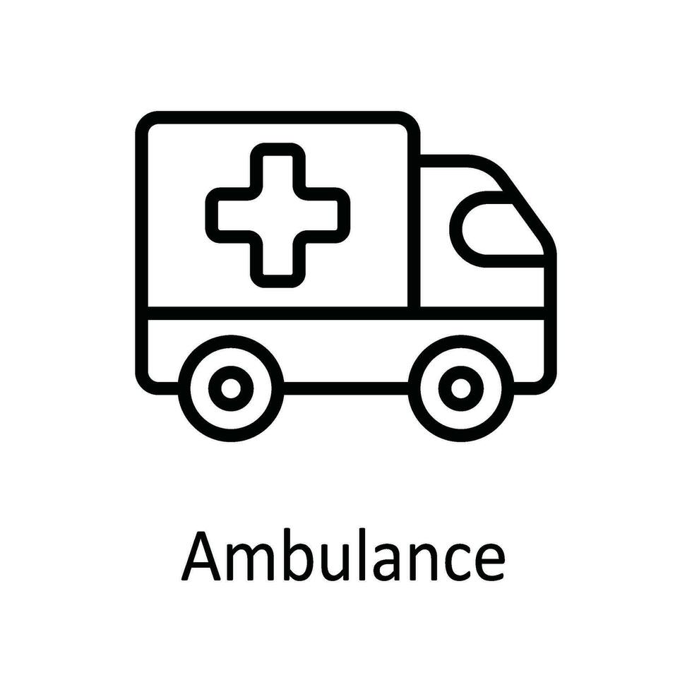 ambulans vektor översikt ikon design illustration. medicinsk och hälsa symbol på vit bakgrund eps 10 fil