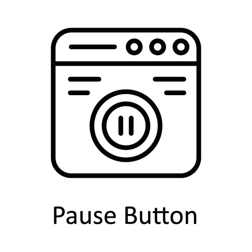 paus knapp vektor översikt ikon design illustration. uppkopplad strömning symbol på vit bakgrund eps 10 fil