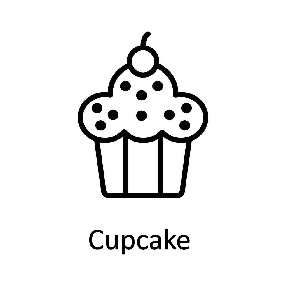 muffin vektor översikt ikon design illustration. mat och drycker symbol på vit bakgrund eps 10 fil
