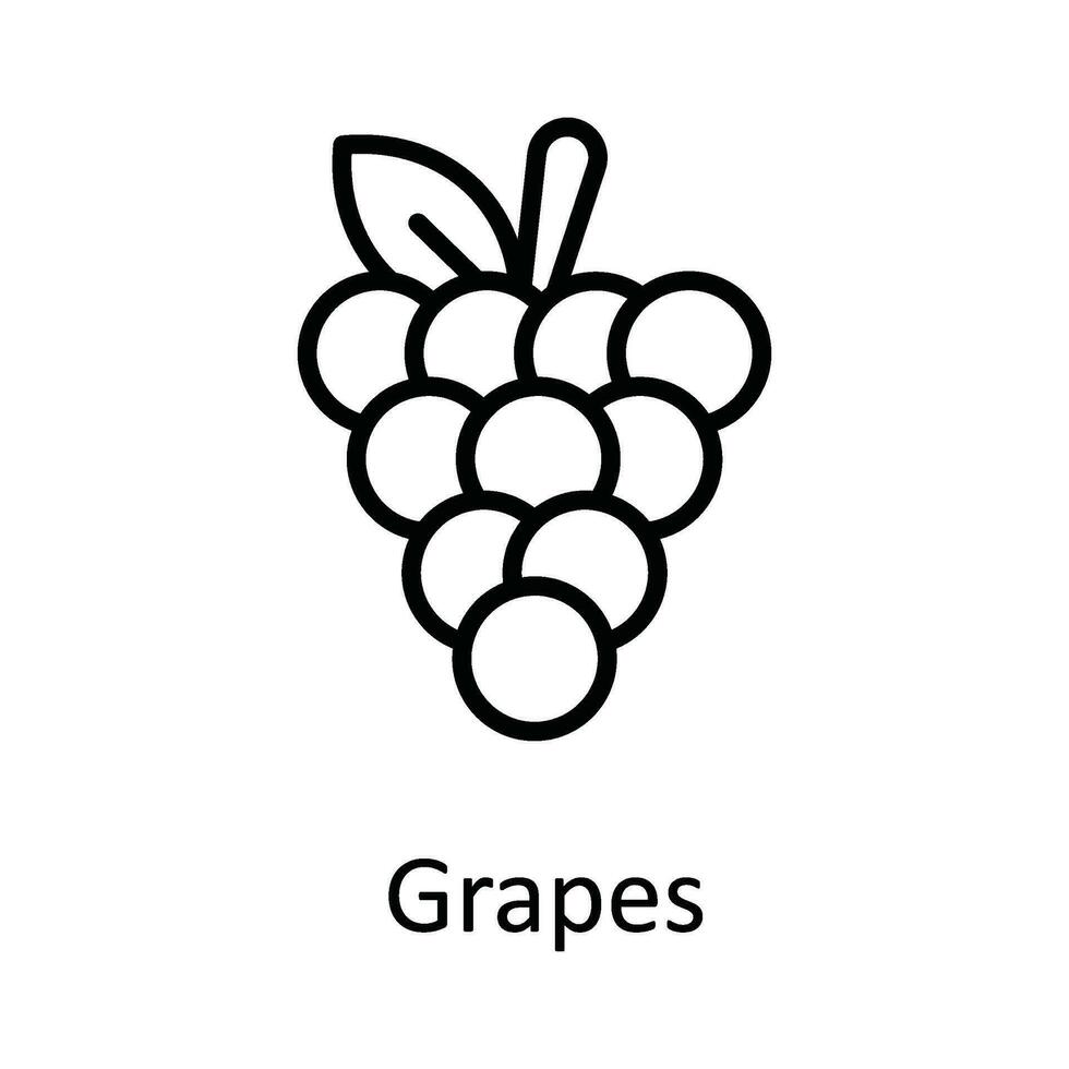 vindruvor vektor översikt ikon design illustration. mat och drycker symbol på vit bakgrund eps 10 fil