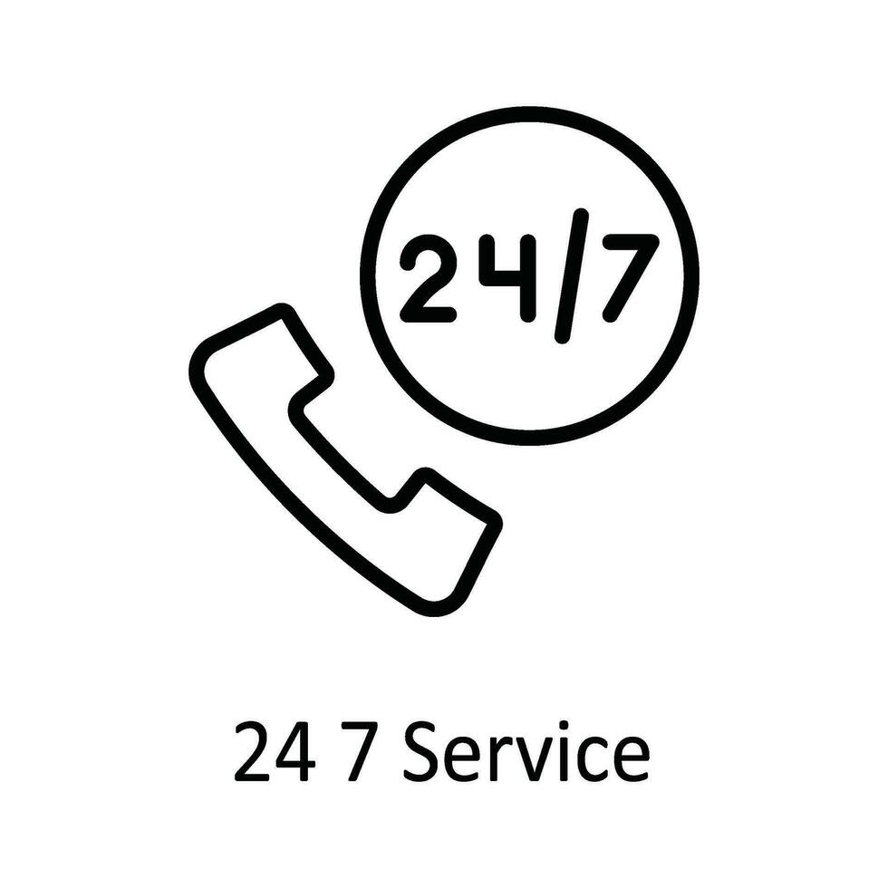 24 7 service vektor översikt ikon design illustration. medicinsk och hälsa symbol på vit bakgrund eps 10 fil